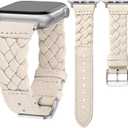TOYOUTHS Braided Leather Strap Compatible with Apple Watch Band Women 38/40/41/42/44/45/46/49mm Soft Thin Leather Dressy Designer Woven Bracelet for iWatch Series 11 10 9 8 7 6 5 4 Ultra SE 3 2 1