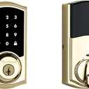 Kwikset 916 Keyless Entry Touchscreen SmartCode Electronic Deadbolt Smart Lock Featuring SmartKey Security and ZigBee 3.0 Technology in Traditional Polished Brass, Zigbee Hub Sold Separately