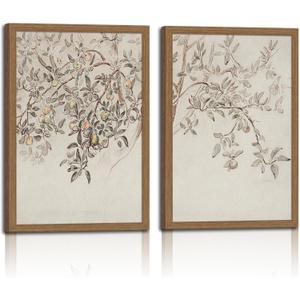 2 Pcs Framed Wall Art for Living Room Vintage Plant Wall Art Apple Trees Oil Painting Decor Aesthetic Room Decor Framed Canvas Print Artwork Farmhouse Still Life Wall Pictures for Bedroom 16x24in