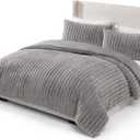 UGG Kenzie Comforter Set with 2 Pillow Shams Plush Faux Fur Bedding Soft Warm Down Alternative Comforter Washable Hypoallergenic Fluffy Blanket Set for Bedroom, King/California King Size, Seal (Grey)