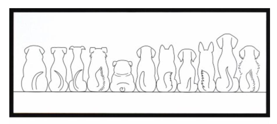 Cat Perched Line Straight Fit Wall Art 21 x 9 Inches