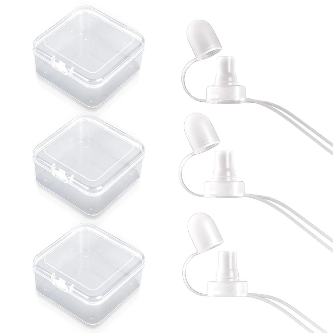 [3 Packs with Case] Food Pouch Topper No Spill No Squeeze Baby Food Pouch Topper Anti Spill Softsip Food Pouch Tops for Baby Toddler Food Pouch Toppers No Spill (Translucent with Case)