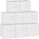 Criusia Storage Cubes - 11 Inch Heavy Duty Fabric Storage Bins for Shelves Closet Cube Organizer - 8 Pack Collapsible Cube Storage Bins Baskets for Clothes Blankets Toys - Nursery Organization (White)