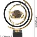 Homary Modern Abstract Art Decoration Metal Globe Ornament Sculpture Decor with Rectangle Stand Black & Gold