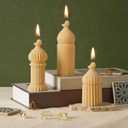 Lyrow 3 Pcs Ramadan Mubarak Scented Soy Candles Eid Islamic Muslim Home Decor Ramadan Mosque Shaped Small Pillar Candles Set Gift for Islam Eid Muslim Festival Home Decorations, 3 Design