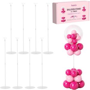 Bezente 8PCS Balloon Stand Kits, Tabletop Balloon Sticks Holder with Base for Table Desktop Centerpiece Party Decoration, Reusable Balloon Column Stand kit for Birthday,Wedding,Baby Shower, Anniversar