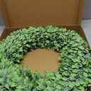 24 Inch Artificial Boxwood Wreath Spring Summer Wreath Faux Greenery Wreaths for Front Door Outside Wall Window Porch Farmhouse Garden Wedding Party Home Decor
