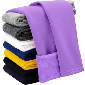 Auranso Girls Winter Warm Cotton Fleece Lined Leggings Thick Thermal Tights Pants (5-6 Years, Purple)