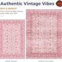 OPPODREAM Vintage Pink Area Rugs 10x14, Washable Rug for Living Room | TPR Non-Slip Backing, Retro Low-Pile Faux Cashmere Surface, 10 by 14 Distressed Carpet for Bedroom, Office, Dorm, Dining Room