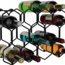 Buruis Countertop Wine Rack, 14-Bottle Modern Freestanding Metal Holder for Red and White Wine, Tabletop, Kitchen, Bar, and Cabinet Storage (Black)