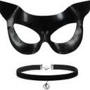 DDazzling Women's Cat Mask Half Face Costume Accessory Party Favors (Black)
