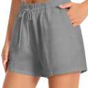 Women's Athletic Shorts with Pockets, 3.7" Sweat Shorts Women, Summer Workout Elastic Running Shorts (Gray, M)