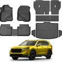 KUST Floor Mats Cargo Mat Set for Honda CR-V 2023-2025 2026 (Not for Hybrid), All Weather Cargo Trunk Liner Backrest Mat for CRV Accessories TPE Rubber Raised Edge (for Cargo in Lower Deck Position)