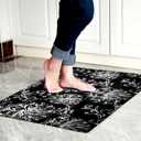 1/10 Inch Ultra Thin 24"35" Large Front Door Mat Indoor Entrance Inside Non Slip, Waterproof Rubber Kitchen Mat and Interior Home Washable Door Mat, Baroque Black