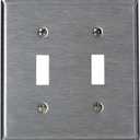 Leviton 2-Gang Toggle Device Switch Wallplate, Standard Size, Device Mount, Stainless Steel, 84009-40 (1 Pack)