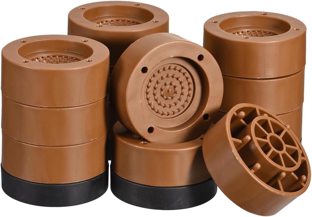 uxcell Round Furniture Risers 4 Set, Height 3.35" Adjustable Bed Lifts Risers for Bed Frame, Table, Desk, Couch Leg, Chair Risers, Supports 1300 Lbs, Brown