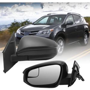 Left Driver Side Mirror Compatible with Toyota RAV4 2016 2017 2018 Door Mirrors Power Glass Manual Folding Non-Heated (Black- 3 Pins)