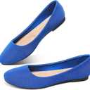 Obtaom Round Toe Women Flat Shoes Slip on Girls Dress Black Ballet Flats (7, Blue)