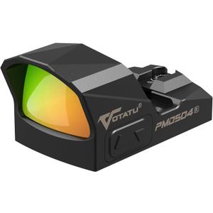 VOTATU PMD504-R Multiple Reticle Red Dot Sight Compatible with RMR Footprint and Picatinny Mount - Shake Awake 1x24mm Micro Reflex Sight 2 MOA Dot 62 MOA Circle Optic (Black)