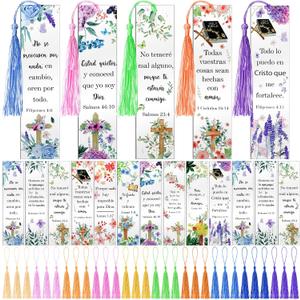 30 Pcs Easter Christian Gifts Bulk Spanish Bible Verse Acrylic Bookmarks with Tassel Religious Bookmarks for Women Students Teachers Inspirational Classroom School Office Study Supplies