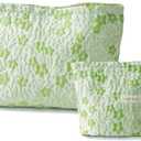 PLOPONOM 1 Pieces Travel Makeup Pouch,Large Capacity Cosmetic Bag for Women,Green Floral Cosmetic Organizer,Portable Toiletry Pouch,Seal with Zipper, Green