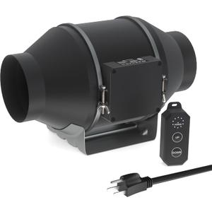 Toolazy Quiet 4" Inline Duct Fan 214 CFM Ventilation Exhaust Fan EC Motor and External Electronic 10-speed Controller for Heating Cooling Booster, Grow Tents, Hydroponics