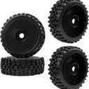 ShareGoo RC Hobby OD 4.72" 1/8 Scale RC Buggy Wheels & Rubber Tires 17mm Hex Rims Compatible with Arrma Typhon 3S 6S Kyosho Losi 8IGHT Traxxas Redcat HSP HPI 1/8 Scale Off Road Car Buggy (Black)