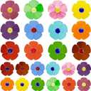 LITMIND 24 Pcs Stained Glass Flower Mosaic Tiles 12 Transparent Colors, Large & Small Petal Pieces DIY Mosaic Supplies for Crafts & Art Projects