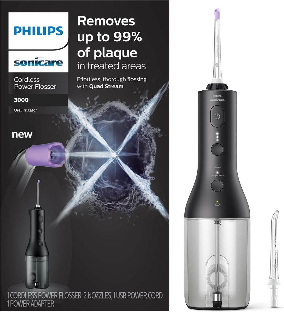 Philips Sonicare Power Flosser 3000 Cordless, Black, HX3806/23