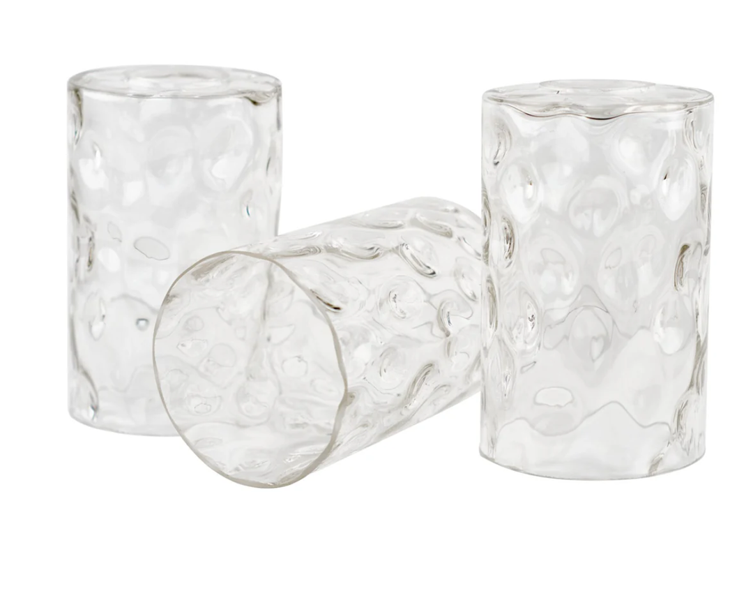 Armada II 7" Clear Hammered Glass Shades / Replacement Glass, 3-Pack