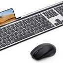 Samsers Wireless Keyboard and Mouse Combo, Ultra Slim Rechargeable Dual-Mode (Bluetooth 5.0x2 +2.4G) Silent Keyboard and Mouse Set, Multi-Device Full-Size Compact Design for MacOS/iOS/Android/Windows