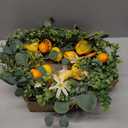 Idyllic 22 Inch Summer Yellow Lemon Wreath with Green Leaves for Front Door, Spring Summer Lemon Eucalyptus Wreath for Inside and Outside, Wedding Wild Flowers Decor