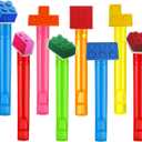 24Pcs Building Blocks Mini Bubble Wands for Kids Brick Party Favors 6 Cute Designs Cartoon Birthday Party Supplies Christmas Party Favors Toys Goodie Bag Stuffers