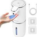 Automatic Liquid Soap Dispenser Touchless, USB Rechargeable Hand Soap Dispenser, 4 Adjustable Volume Levels, IPX5 Waterproof, 12.8oz/380ml Wall Mounted for Bathroom Kitchen Countertop, White (Pack of 2)