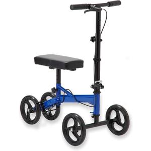 Medline Economy Knee Walker, 8" Wheels, Crutch Alternative for Lower Leg and Foot Injuries, Padded Knee Rest, 350 lb. Weight Capacity, Blue