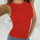 Milumia Women's Ruched Knotted Tank Top Y2k Sleeveless Lettuce Trim Fitted Tops (Red, XL)