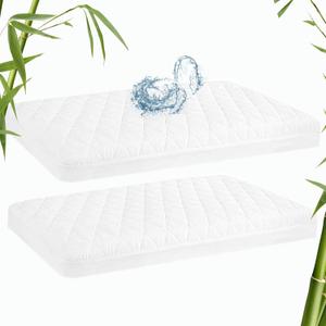 Waterproof Bassinet Mattres Pad Cover Compatible with Angelbliss, Papablic, IKOMZY and Jimglo 3 in 1 Baby Bassinet, 2 Pack, Ultra Soft Viscose Made from Bamboo Surface, 19" x 33"