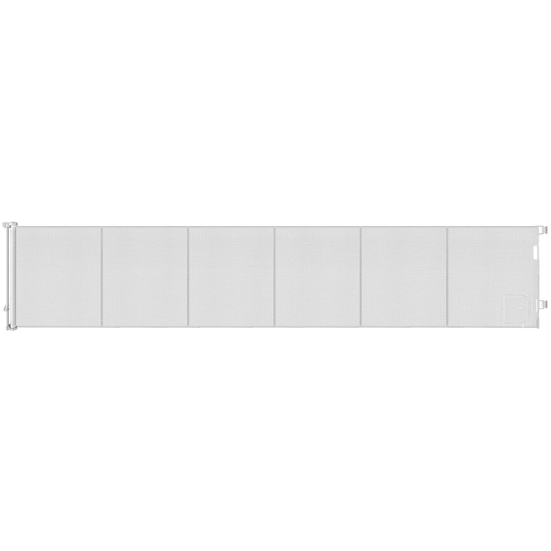 Reinforced 150 Extra Wide Pet Gate with Door 33 Inch Tall Retractable Dog Gates for Doorways Extra Wide Baby Gates for Large Openings with Reinforced Strips 12.5ft Large Dog Gate with Cat Door, White