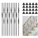 10 Pack Stair Balusters Hollow Double and Single Spoon Stair Spindles 1/2" Square Iron Balusters with 20 Swivel Shoes(A342-10)