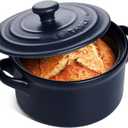 LE TAUCI 3 Quart Ceramic Dutch Oven for Bread Baking, Pot With Lid for Sourdough, Non-Coated and Non-Toxic Oven Pan, Use as Soup and Stew Pot, Midnight Blue (Midnight Blue)