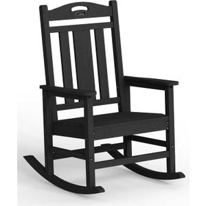 Ciokea Oversized Outdoor Rocking Chair, 380lbs Heavy-Duty Large Patio Rocker, Weather Resistant & Anti-Fade Porch Chair, High Back Cozy Rocking Chair for Outside, Fire Pit, Deck, Garden, Black
