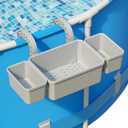 POOLHOUR [Patented] Poolside Storage Basket with 2 Cup Holders, Stretchable Above Ground Pool Accessories Organizer, Multifunctional Poolside Holder for Most Frame Pool Accessories (1Pack)