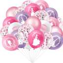 Civaner 48 Pieces Princess Balloons Bulk 12 Inch Pink Princess Themed Party Decorations Confetti Latex Ballet Balloons for Engagement Wedding Baby Shower Bridal Ballerina Party Favors