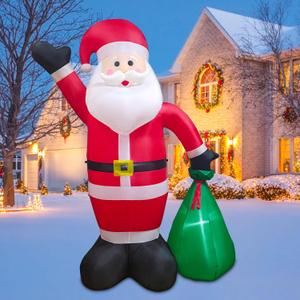 8 FT Christmas Inflatable Outdoor Decoration, Blow up Giant Inflatable Santa Claus with Gift Box, Inflatable Christmas Decorations for Yard, Indoor, Outdoor, Garden, Lawn, Winter Decor