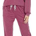 LOCUBE Women's Pajama Set Long Sleeve Top and Drawstring Pants with Pockets, Soft Stretchy Comfy Loungewear Sleepwear (Large)