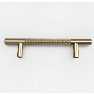 SORWDUERM 5 Pack 3.78 Inch(96mm) Brushed Gold Cabinet Handles Knurled Kitchen Cabinet Pulls Cupboard Kitchen Hardware Drawer Pulls Dresser Handles