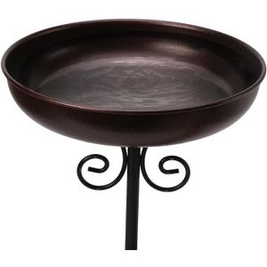 Small Metal Bird Baths for Outdoors, 10" Dia Bowl with Stake Birdbaths Garden Yard Lawn Decor Dark Brown