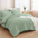 Andency King Size Comforter Set 7 Pieces Sage Green - Bed in a Bag King Boho Lightweight Fluffy Tufted Bedding Sets with Quilt Comforter, Sheets, Pillowcases & Shams