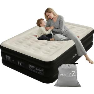 air Mattress Full with Built in Pump 18-Inch Thickened air Bed Suitable for Camping, Home use, and Guest Accommodation, Supports Up to 600 Pounds (Black, Full)