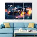 TUMOVO Sports Car Wall Art for Men Boys Bedroom Concept Car Canvas Painting Supercar Large Wall Art for Living Room Contemporary Home Decor 3 Panels Stretched on Wooden Frame, 60L x 40W